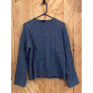 Vtg Westbury Alpaca Sweater Blue Mens Large Grandpa Academia Made in Switzerland